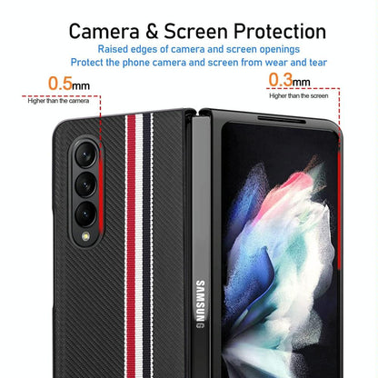 Shockproof Twill Phone Case for Samsung Galaxy z Fold 4 - Pc Tpu - Red
