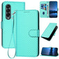 For Samsung Galaxy Z Fold4 5G Carbon Fiber Leather Phone Case With Lanyard - Light Blue