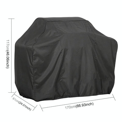 Waterproof Bbq Grill Cover - Anti-Uv Dust-Proof 210D Oxford Cloth - 170X61X117Cm - Black
