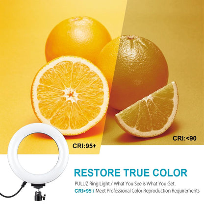 10 Mode Usb Led Ring Light with Tripod and Ball Head - 6.2 Inch Diameter - Black