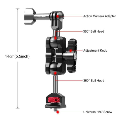 Versatile Aluminum Magic Arm Mount - Black