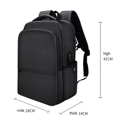 Waterproof Laptop Backpack With Usb Interface For 15 Laptops - Black