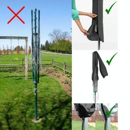 Waterproof Dustproof Cover For Outdoor Drying Rack - 210D Oxford Cloth - Black