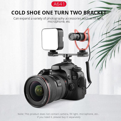 Aluminum Dual Cold Shoe Mount Adapter Extension Bracket - Black