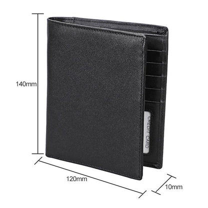 Leather Rfid Passport Wallet - Multi-function - Black