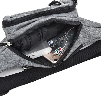 Waterproof Multi Pocket Chest Bag For Sports - Black
