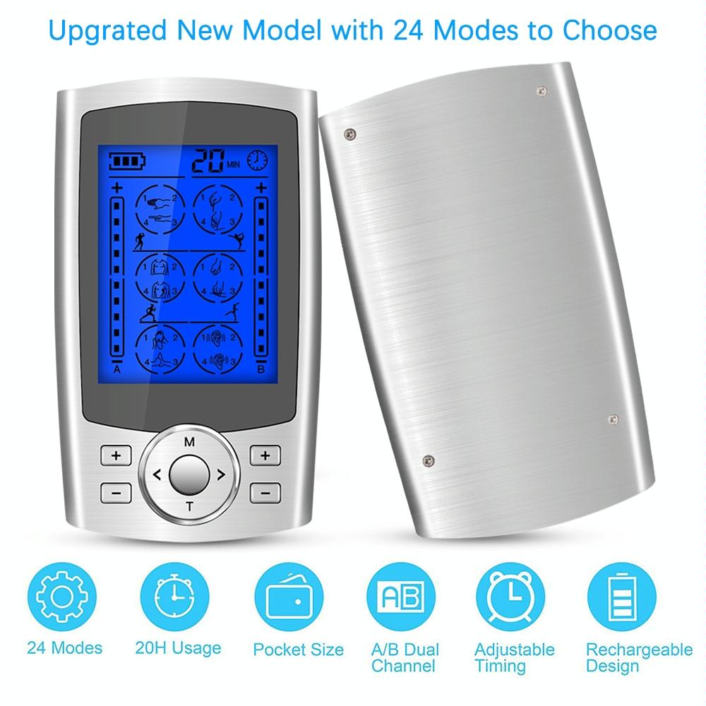 24-Mode Digital Pulse Massager For Whole Body Therapy Au Plug - Silver