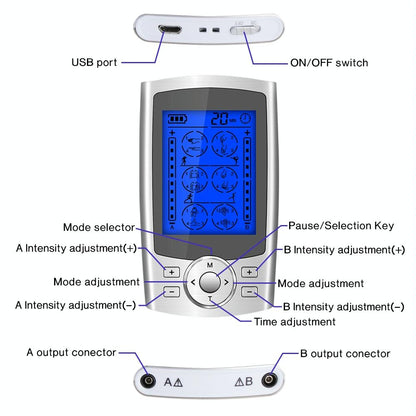 24-Mode Digital Pulse Massager For Whole Body Therapy Au Plug - Silver
