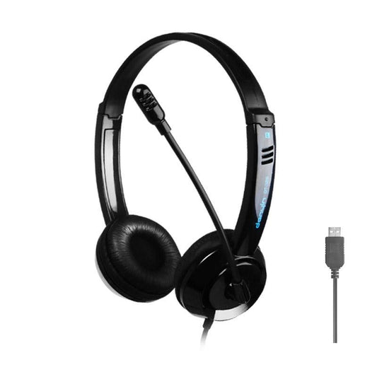Head-Mounted Children'S Learning Headset With Mic 1.8M Cable Usb Style - Black