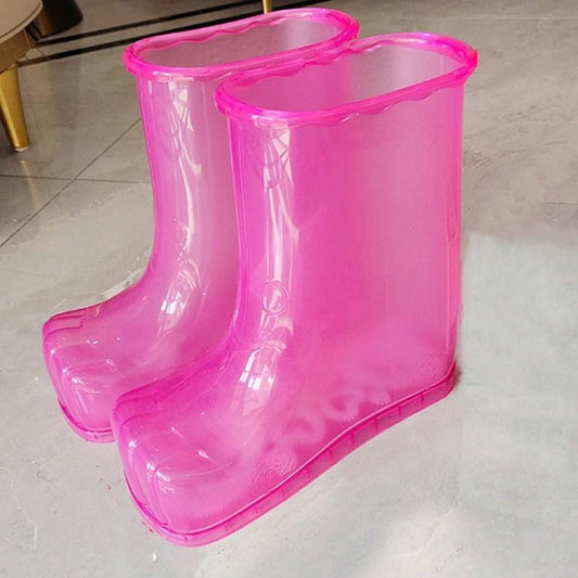 Portable Plastic Bubble Foot Bucket 28Cm Height Fits Shoe Sizes 45 And Under - Rose Red