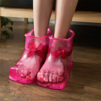 Portable Plastic Bubble Foot Bucket 28Cm Height Fits Shoe Sizes 45 And Under - Rose Red