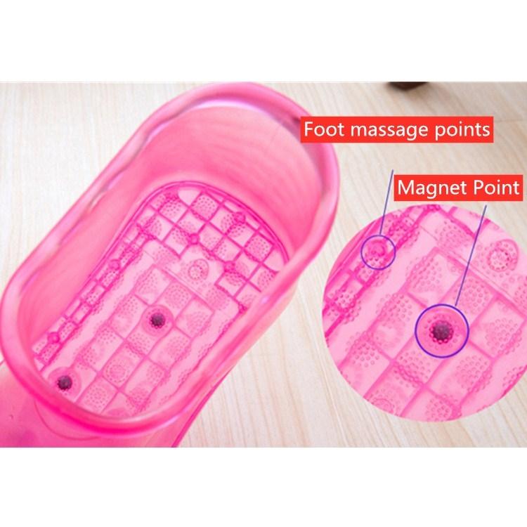 Portable Plastic Bubble Foot Bucket 28Cm Height Fits Shoe Sizes 45 And Under - Rose Red