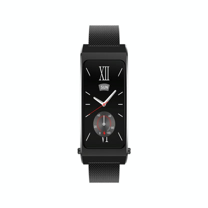 Smart Health Monitoring Bracelet With Bt Call And Leather Strap - Tarnish Silicone Strap