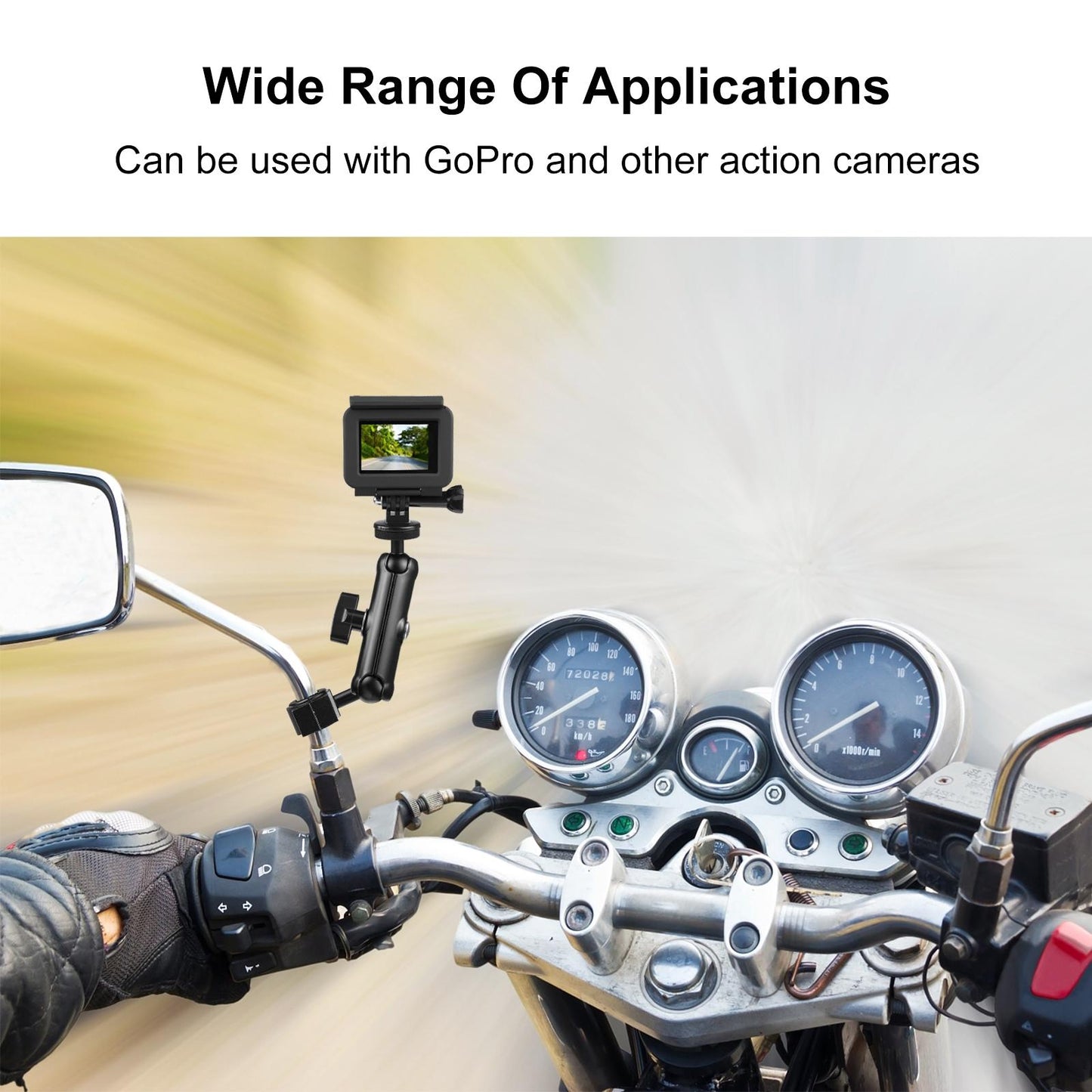 Universal Rearview Mirror Mount for Action Cameras 16.5 x 5.5cm / 6.5 x 2.0 Inch