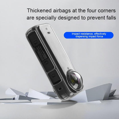 Clear Soft Tpu Protective Case for Insta360 X4 - 1.5mm Thickness - Clear Black - With Neck Strap