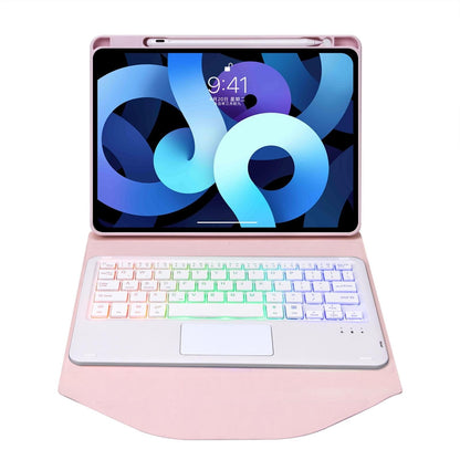 Bluetooth Keyboard Leather Case For Ipad 10.2 - Touchpad Backlight Pen Slot - 2021 / 2020 / 2019 - Pink