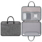 Waterproof Leather Computer Bag - 15 / 15.6 / 16 Inches Fully Open & Portable - Gray Black