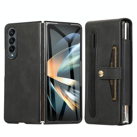 Shockproof Foldable Leather Case with Stylus for Samsung Galaxy z Fold 4 / 5g - Black