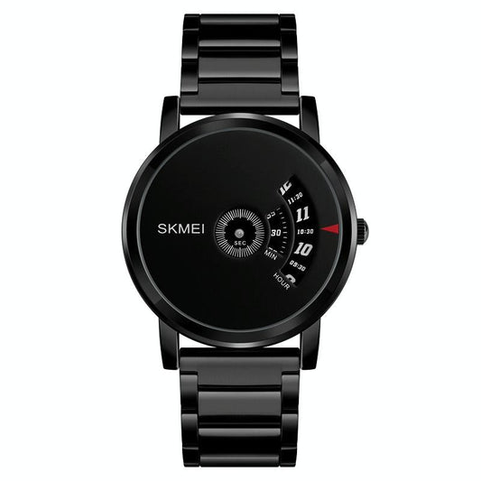 Stylish 30m Waterproof Quartz Watch with Stainless Steel Band - Black
