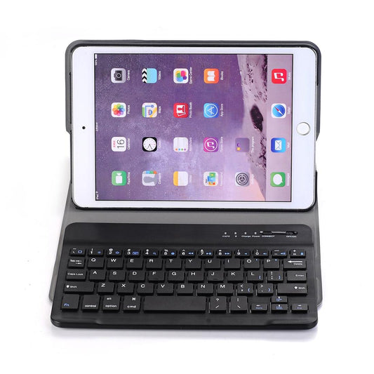 Universal Ultra-Thin Tablet Case With Bluetooth Keyboard For Ipad Mini 3 / 2 / 1 - Horizontal Flip Design - Black