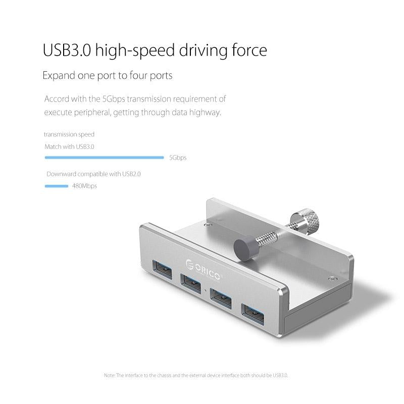 Aluminum 4-Port Usb 3.0 Clip Hub With 1M Cable - Pc1123B