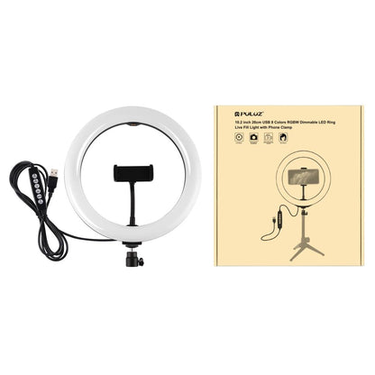 10.2 Usb Led Ring Light with 10 Modes Cold Shoe Tripod & Phone Clamp - Black