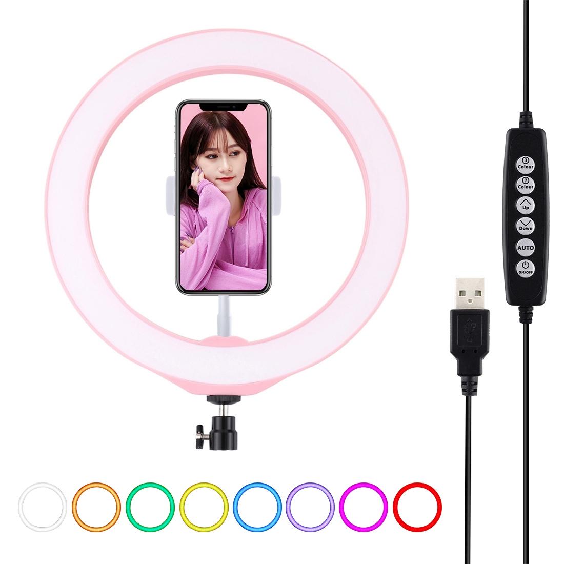 10.2 Usb Led Ring Light with 10 Modes Cold Shoe Tripod & Phone Clamp - Black