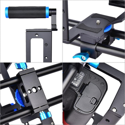 Protective Dslr Camera Cage With Stabilizer And Top Handle - Black