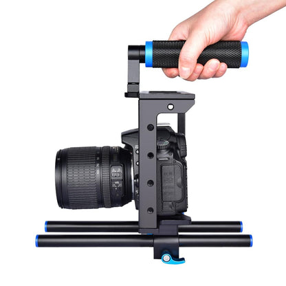 Protective Dslr Camera Cage With Stabilizer And Top Handle - Black