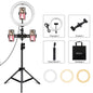 Horizontal Dual Phone Brackets with Tripod Mount & Led Ring Light Kit for Vlogging and Live Broadcasts