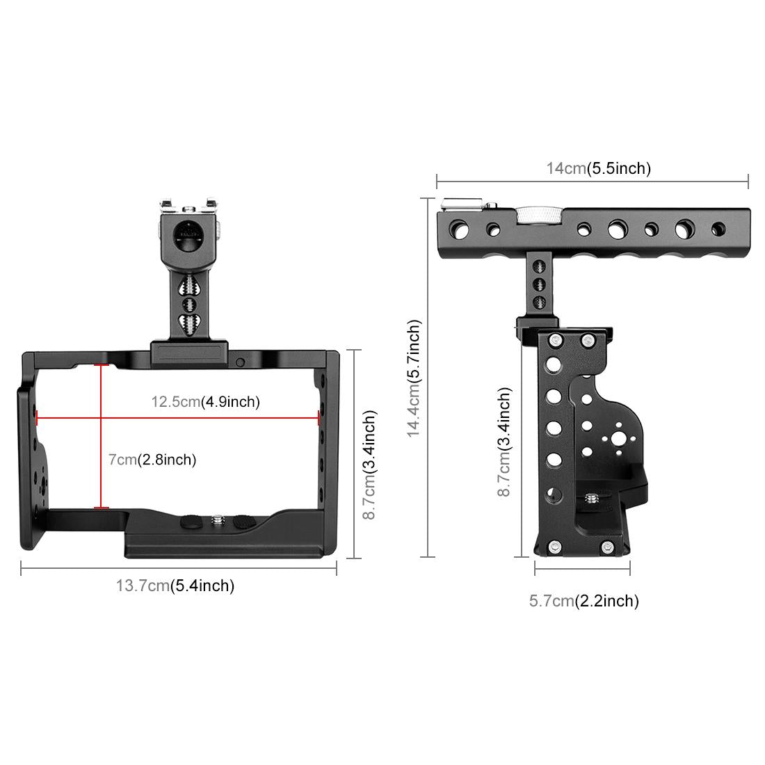 Sony A6600 Video Camera Cage Stabilizer With Handle - Black