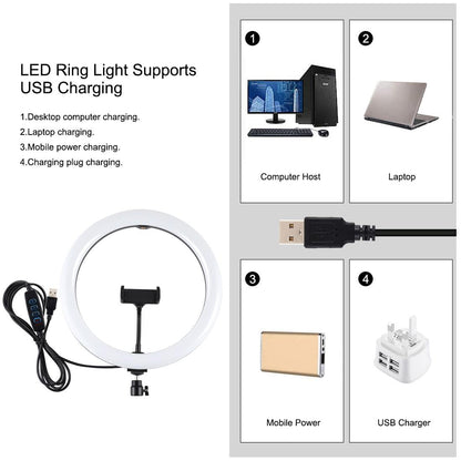 11.8 Led Ring Light With Tripod And Phone Clamp - 3 Modes Dual Colour Temperature Dimmable - Perfect For Vlogging And Live Streaming