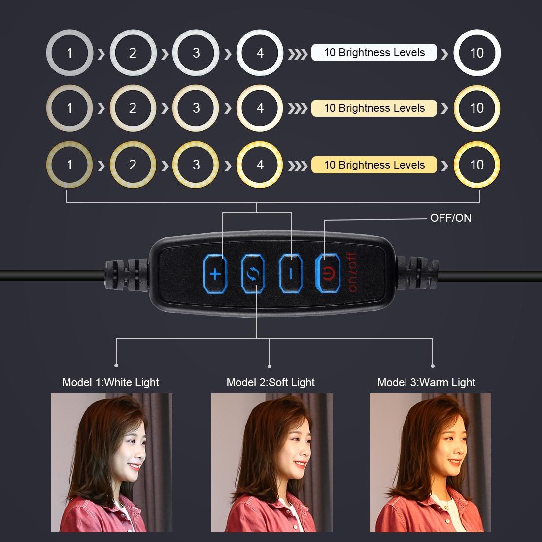 11.8 Led Ring Light With Tripod And Phone Clamp - 3 Modes Dual Colour Temperature Dimmable - Perfect For Vlogging And Live Streaming