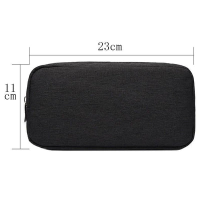 Versatile Headphone Charger & Data Cable Storage Bag - 23 x 11.5 x 5.5cm - Black