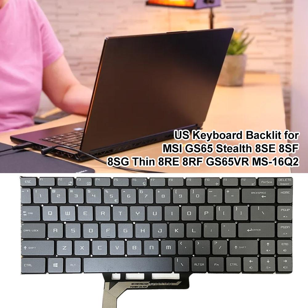 Backlit Laptop Keyboard for Msi Gs65 Series - us Version - Black