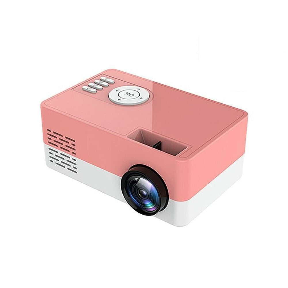 Portable Hd 1080P Led Projector With Tf / Av / Usb Support - Pink White