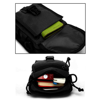 Army Style Oxford Cloth Crossbody Bag 17 X 15 X 8 Cm Shoulder Sling Hand Messenger Bag - Black
