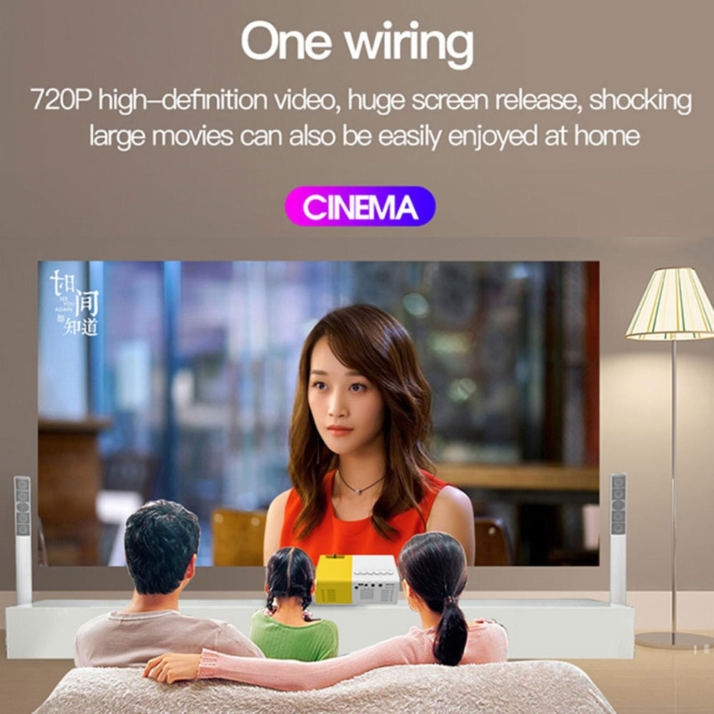 Portable Mini Led Home Theater Projector - 15 Ansi Lumens 1920X1080P - Black White
