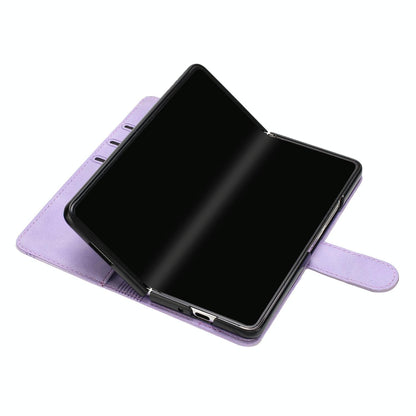 For Samsung Galaxy Z Fold4 5G Leather Phone Case With Heart Pattern - Royal Blue