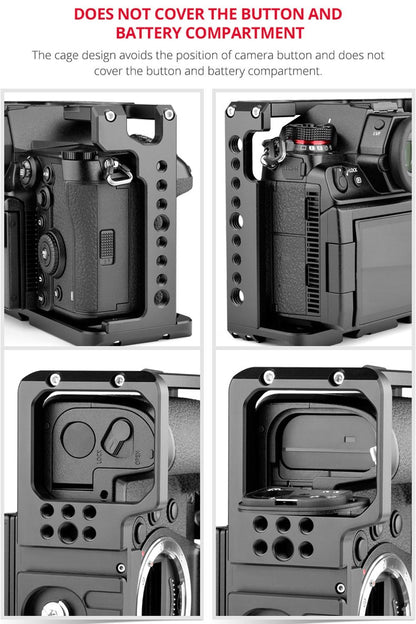 Camera Cage Stabilizer With Handle & Rail Rod Mount - Black for Panasonic Lumix Dc-S1H / Dc-S1 / Dc-S1R