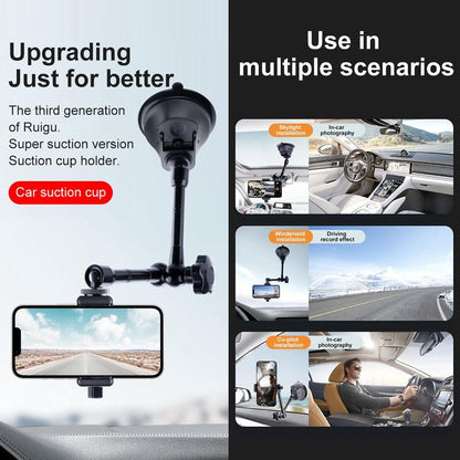 Dual-leg Suction Cup Arm Phone Clamp Mount with Connecting Rod
