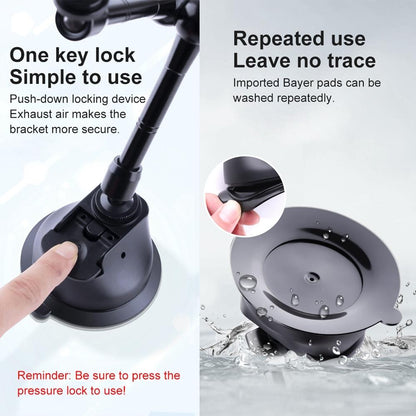 Dual-leg Suction Cup Arm Phone Clamp Mount with Connecting Rod
