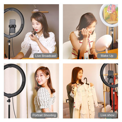 30Cm Curved Surface Led Ring Light With Tripod And Phone Clamp - 10 Modes 8 Colours Usb Powered