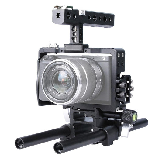 Camera Cage Stabilizer With Handle - Black For Sony A6000 / A6300 / A6400 / A6500