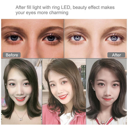 11.8 Led Ring Light With Tripod & Dual Phone Brackets - Usb 3 Modes Dual Colour Temperature - Vlogging & Live Broadcast Kit