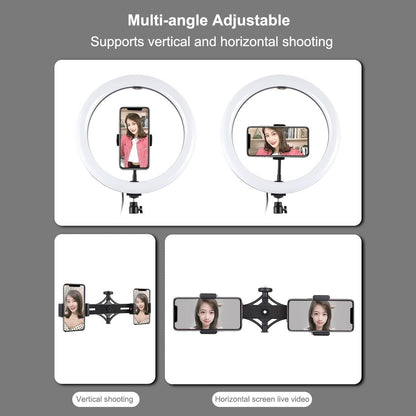 11.8 Led Ring Light With Tripod & Dual Phone Brackets - Usb 3 Modes Dual Colour Temperature - Vlogging & Live Broadcast Kit