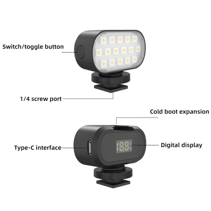 Portable Live Video Led Light for Beauty Photography and Selfies - Black