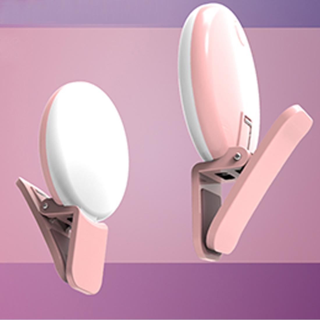 Portable Mini Beauty Light For Smartphones - 3 Brightness Levels 9 Led Warm / White - Iphone Galaxy Huawei Xiaomi Lg Htc - Black