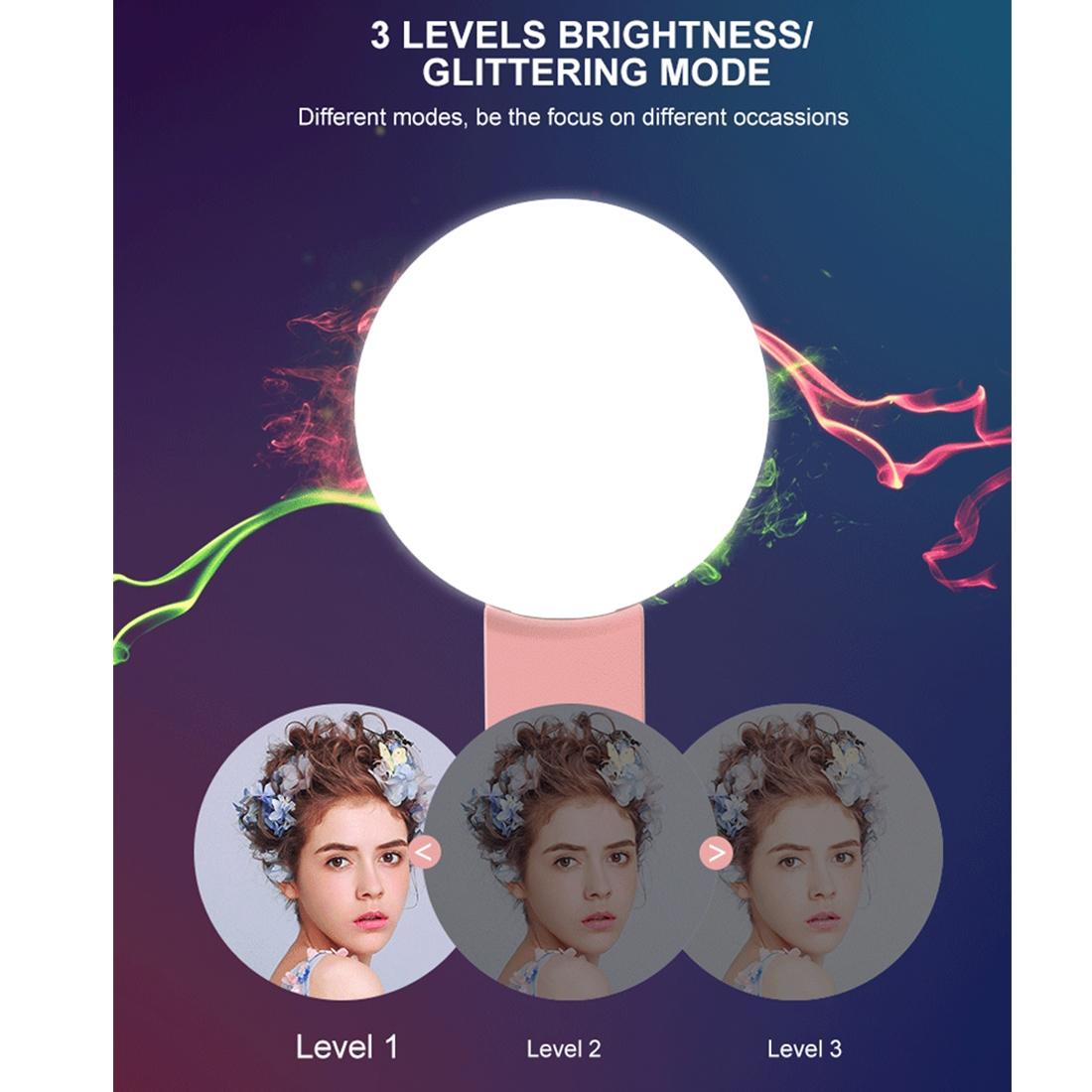 Portable Mini Beauty Light For Smartphones - 3 Brightness Levels 9 Led Warm / White - Iphone Galaxy Huawei Xiaomi Lg Htc - Black