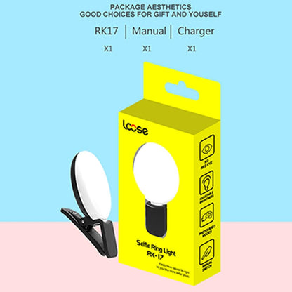 Portable Mini Beauty Light For Smartphones - 3 Brightness Levels 9 Led Warm / White - Iphone Galaxy Huawei Xiaomi Lg Htc - Black
